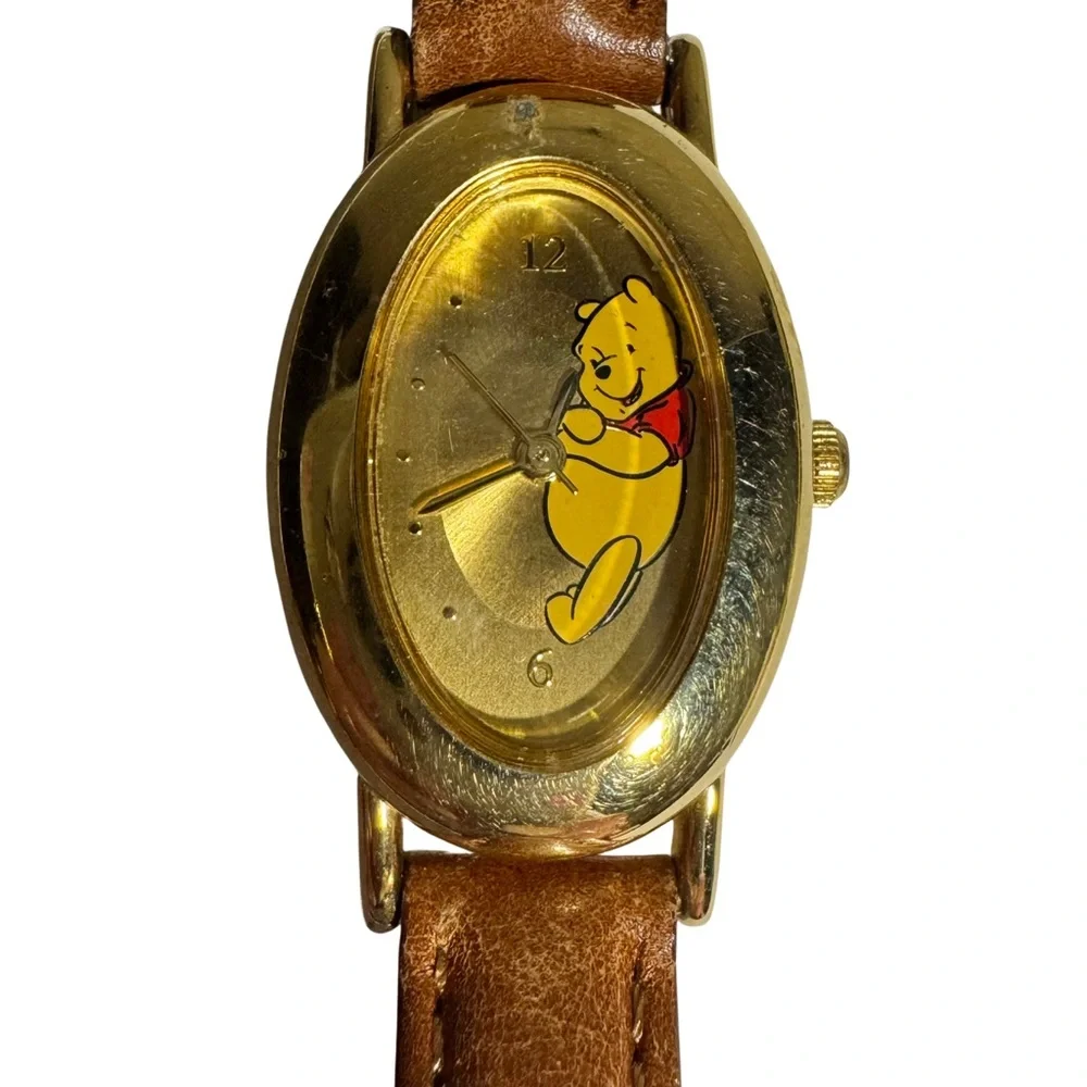 Disney Winnie‎ The Pooh Vintage Watch Leather Band Oval Collector Nostalgia Cute